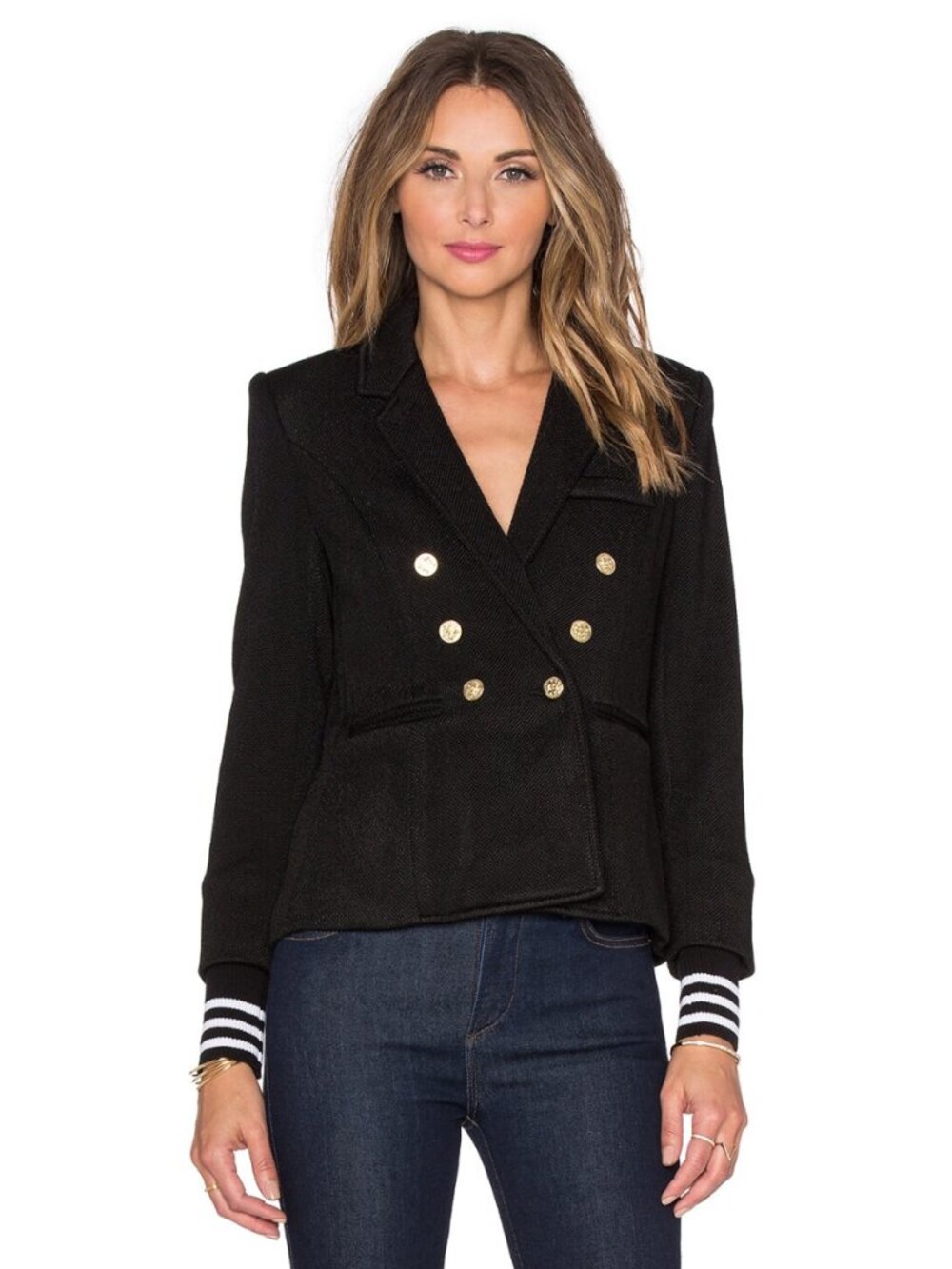 Smythe Double Breasted College Blazer in Black Pique - Picture 4 of 12